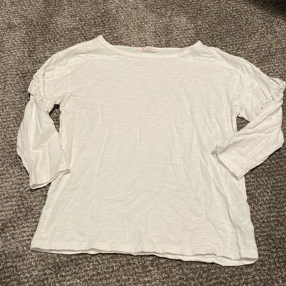 Girls J Crew Ruffle Sleeve Top